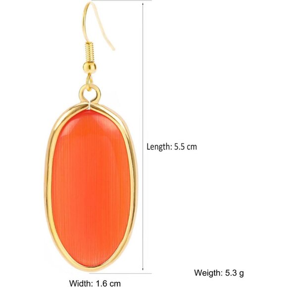 Women's Natural Crystal Healing Stone Drop Dangle Earrings Orange Jewelry - Picture 5 of 6